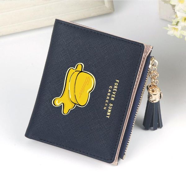 

wallets butter printing billfold cartoon wallet tassel pendant zipper pocket money dollar bill purse coin small change bag, Red;black