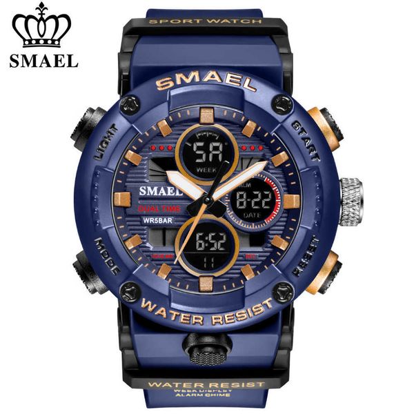 

smael sport watch men waterproof wristwatch alarm 8038 men's clock digital military army quartz watches male relogio masculino 210728, Slivery;brown