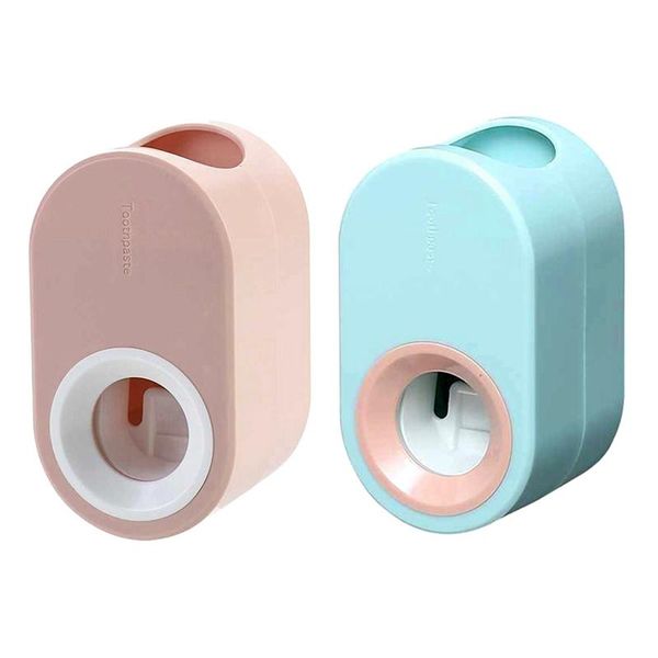 

automatic toothpaste dispenser, 2 pieces wall mounted kids hands squeezer for family shower bathroom toothbrush holders