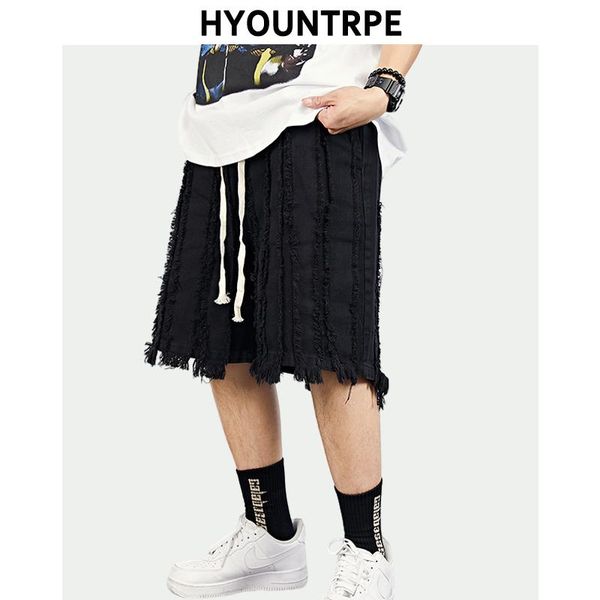 

men's shorts summer 2021 solid color hip-hop style bottoms denim sports loose drawstring jogger clothing fashion jeans, White;black