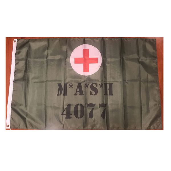 Mash 4077 флаг m * a * s * h 4077th военные армии больница яркий цвет ультрафиолетовый устойчивый к ультрафиолетовому устойчивому устойчивости открытый двойной сшитый украшение баннер 90x150см спортивный цифровой печати оптом