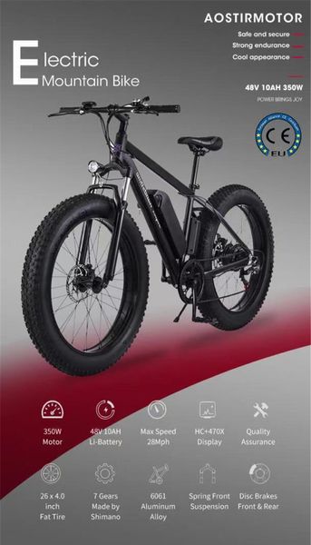 [Diretto UE] S103 500W Ciclomotore Bicicletta elettrica MTB 26 pollici E-Bike Freno a disco 12AH 48V 32KM / H 7 velocità 70KM Mountain Cycling Bike Carico massimo 140 kg