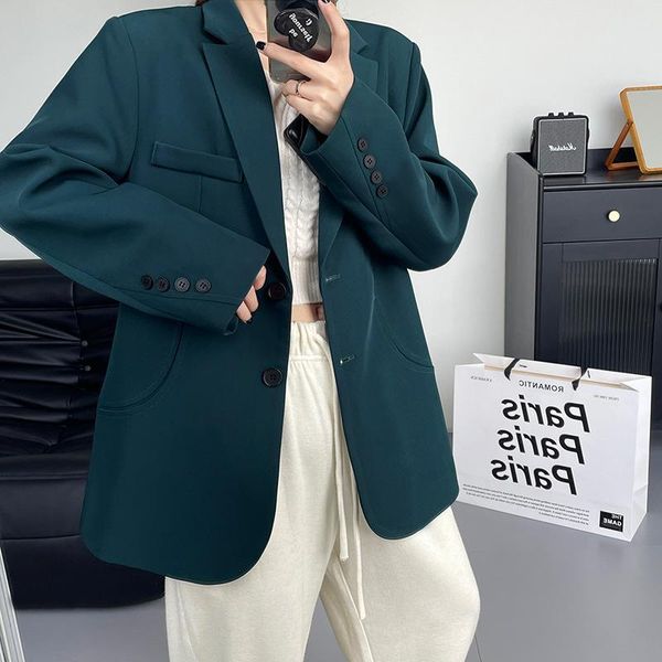 

women's suits & blazers mooirue green autumn oversized blazer women button up sleeve casual ol khaki winter suit coat, White;black
