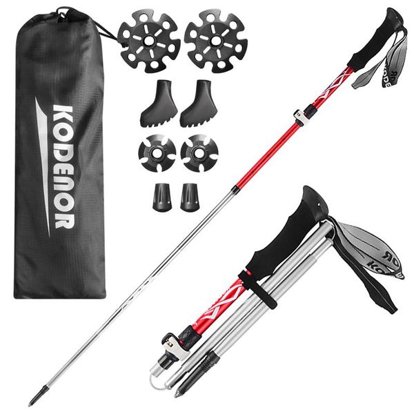 

trekking poles 2pcs outdoor hiking walking sticks aluminum pole ultralight camping foldable nordic stick