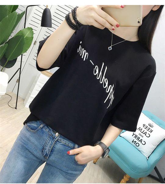 

tee fashion women's leisure breathable high-quality short-sleeved t-shirt, White
