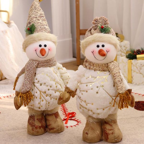 Decorações de Natal Grande Tamanho Bronzing Bonecas de Pelúcia Papai Noel Boneco de Neve Brinquedos Presente de Estatuetas de Xmas para Kid White Tree Ornament