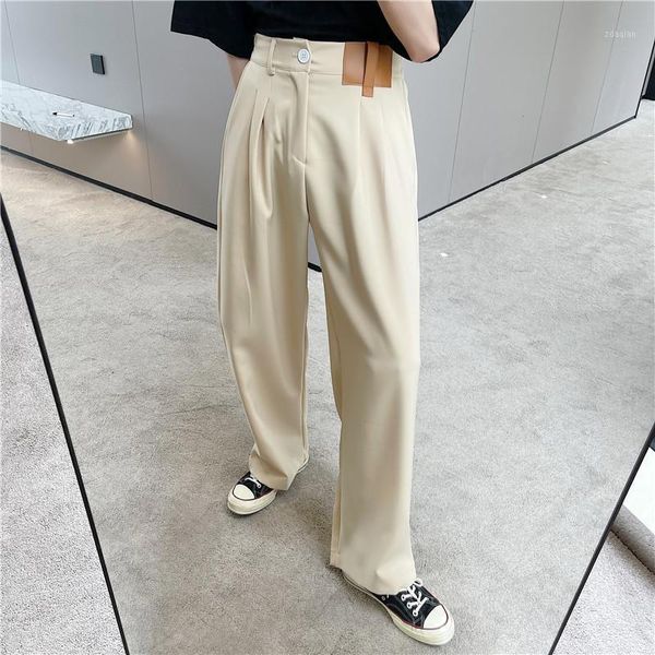 

men's suits & blazers korean wide-leg pants fashion black apricot suit mens business social dress men oversize trousers m-xl, White;black