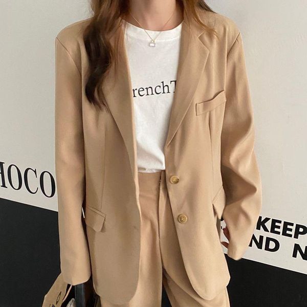 

women's two piece pants ladies blazer set long sleeve single-breasted jacket wide leg 2021 autumn women trousers suits, White