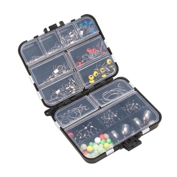 

fishing accessories 162pcs kit hooks swivels lead sinker tackle box