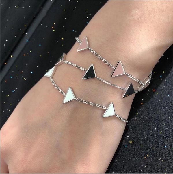 

european and american style simple letters link, chain wild temperament geometric inverted triangle accessories fast delivery, Black