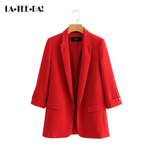 

women's suits & blazers ltd1198216 2021 solid blazer women notched coat lady fashion long sleeves ol patchwork buttons slim vestidos, White;black