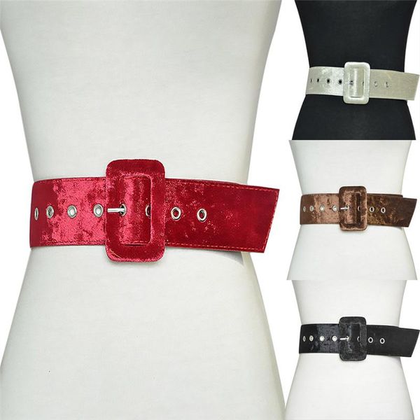

belts 1 pcs wide belt female dress waistband buckle velvet fashion decorate, Black;brown