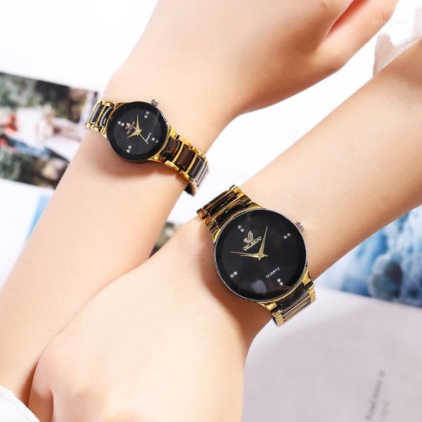 

wristwatches couple watches men luxury lover's watch women casual stainless steel for relogio feminino gifts, Slivery;brown