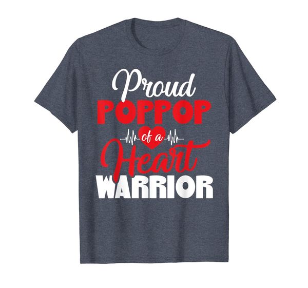 

proud poppop of a heart warrior chd awareness gift t-shirt, White;black