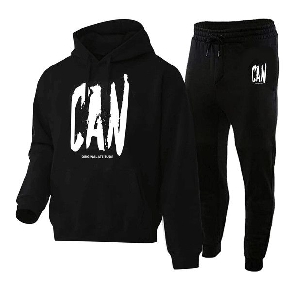 

men's tracksuits men's novelty can 2pcs tight hooded long sleeve sweatshirt + trousers set hoodies cozy sport ou, Gray