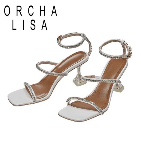 

dress shoes orcha lisa size 34-43 rhinestone beautiful ribbon genuine leather sheepskin strap women sandals summer heels 11 b2605, Black