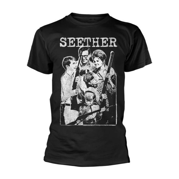 

seether happy family licensed men t-shirt, White;black
