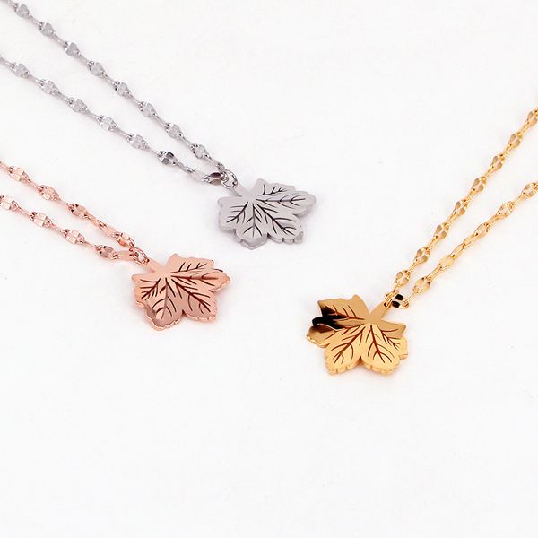 

x9-202 japanese and korean temperament lip maple leaf pendant necklace personalized three dimensional clavicle chain, Silver