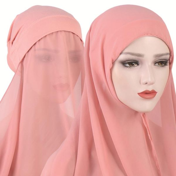 

ethnic clothing helisopus muslim chiffon headscarf solid color baotou suit scarf islamic headscarves malaysian ladies daily wear, Red
