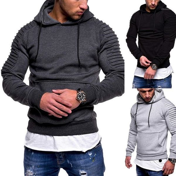 

men's & solid hooded sweatshirts men autumn pleated mens hoodies sweatershirt casual hip streetwear oversized pollovers1 w5uf, Black