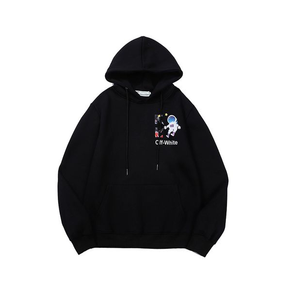 

off joint nasa space astronaut print ow a-rrow hoodie jacket, Black