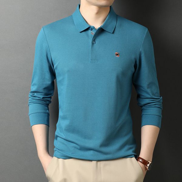 

casual thin cotton long sleeve t-shirt autumn men's t-shirt polo, Black