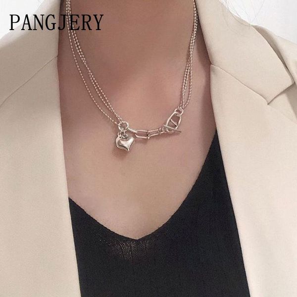 

chains pangjery 925 sterling silver pig nose love heart necklaces for women exquisite ins fashion temperament simple party jewelry gift