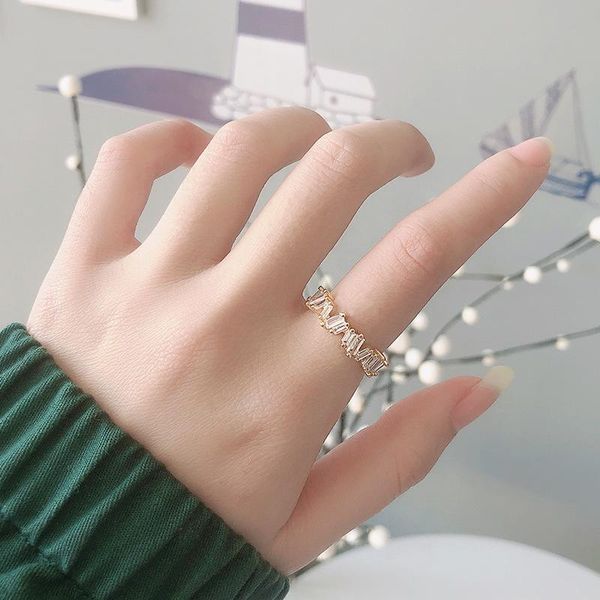 

cluster rings gold color zircon for women girls adjustable vintage crystal ring fashion wedding band jewelry anillos mujer friends' gif, Golden;silver