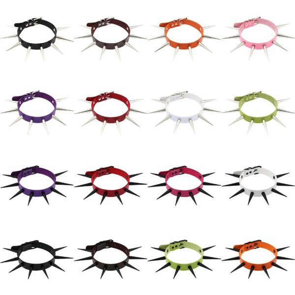 

chokers red long spike choker punk collar women men rivets studded chocker necklace 2021 fashion goth jewelry metal gothic accessories, Golden;silver