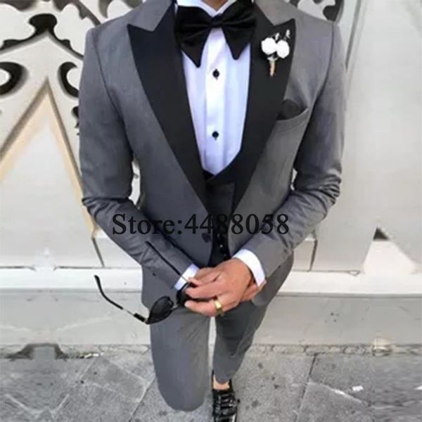 

men's suits & blazers latest coat pant designs black big shawl lapel wedding fro men custom made grey suit man traje hombre tuxedo tern, White;black