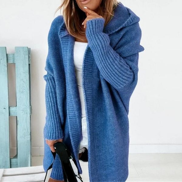 

women's trench coats mid-length all-match cardigan women korean fashion loose batwing sleeve sweaters autumn hooded sweater women's, Tan;black