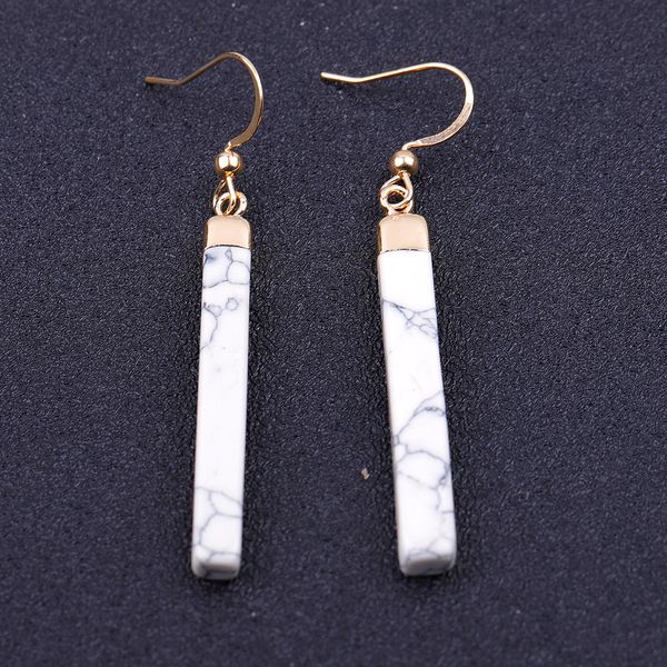 

strip natural stone chandelier earrings white green turquoise pink crystal amethyst rose quartz charm dangle earrings jewelry, Silver