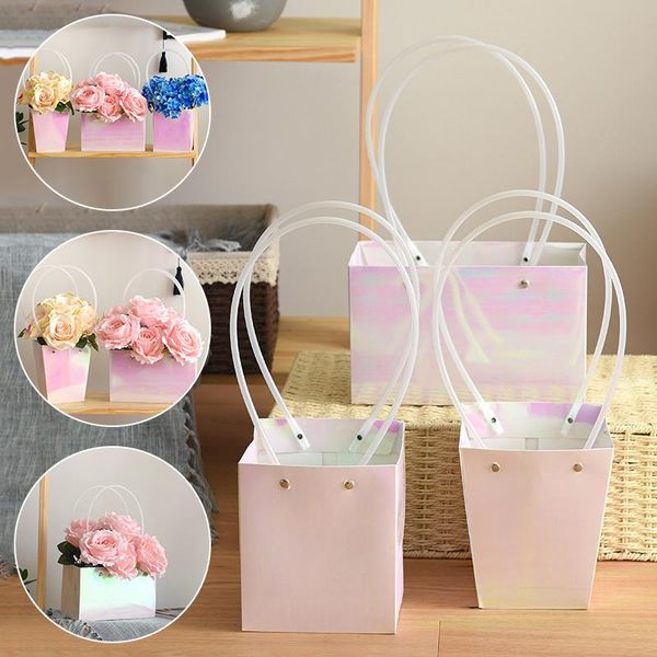 

gift wrap waterproof paper flower box rinbow film cover handy bag 3 sizes bouquet packing candy cake wrapping wedding supplies