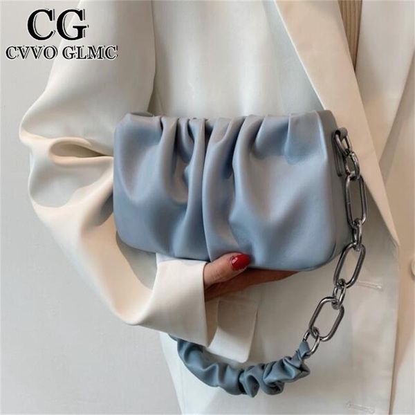 

cvvo glmc folds thick chain pu leather small crossbody shoulder bags for women 2021 summer handbags and purses evening