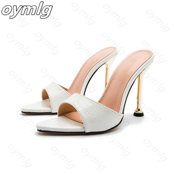 

summer women sandals snake print strappy mules high heels slippers flip flops pointed toe slides party shoes woman dress, Black