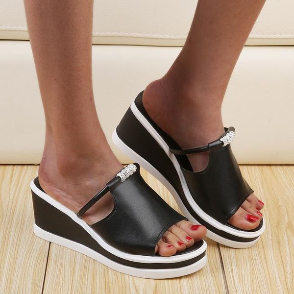 

candy white women sandals flip flops summer rome slip-on breathable non-slip shoes woman slides solid casual female dress, Black