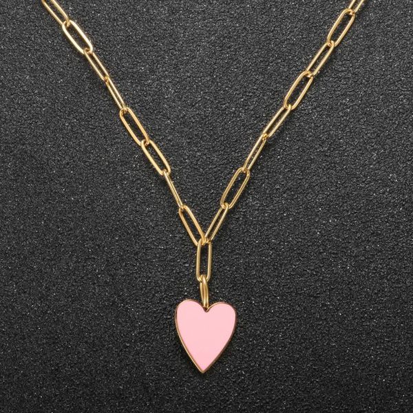 

pendant necklaces zmfashion necklace for women fashion heart-shaped pink love simple clavicle stainless steel choker jewelry gift, Silver