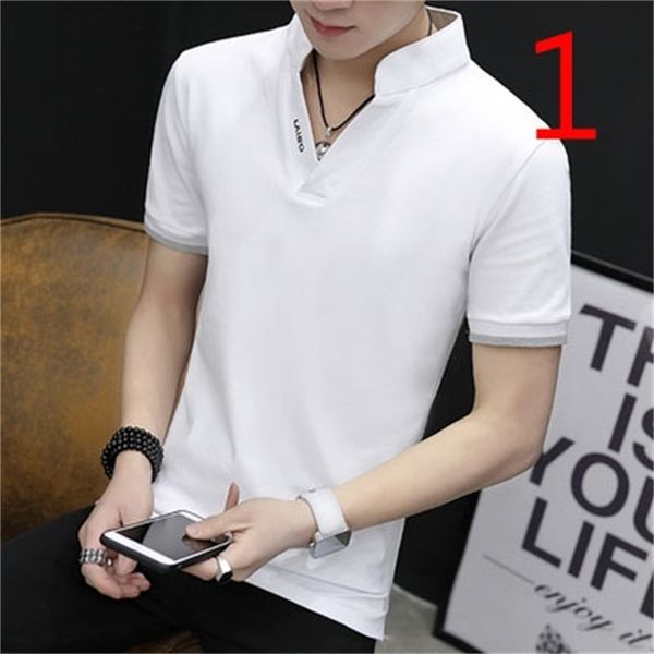 

short-sleeved t-shirt tide brand thin section ice silk half-sleeve lapel business casual shirt 210420, White;black