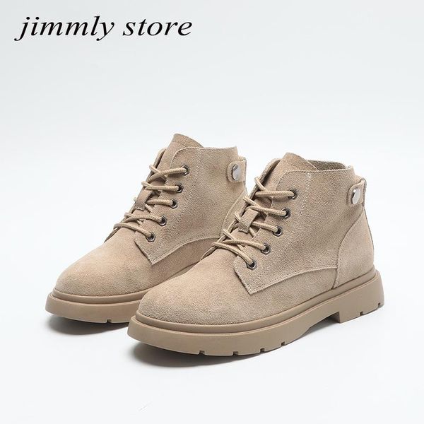 

boots autumn women snow cow suede lace up warm fur winter female shoes fashion ankle zapatos de mujer, Black