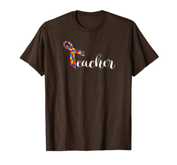 

autism teacher shirt women men awareness ribbon gift, White;black