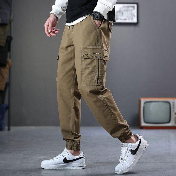 

men's pants 2021 men cargo military tactical multiple pockets leisure tether belt outdoor sport summer, Black