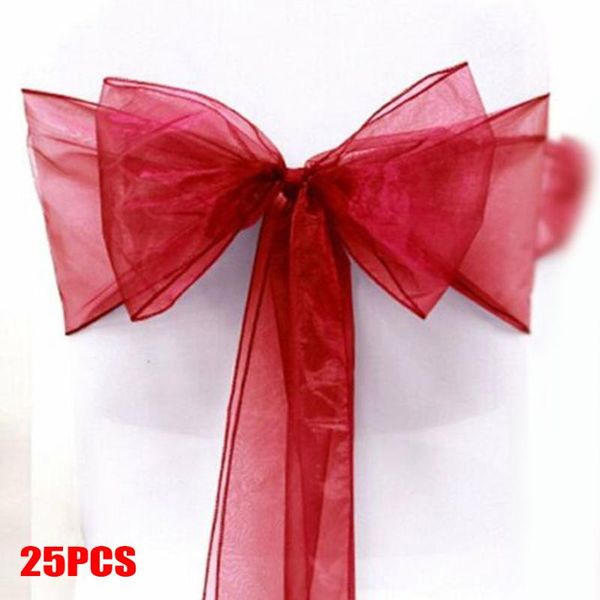 

chair covers 25pcs bow-knot organza sashes cover wider fuller bows wedding party banquet rosette restaurant