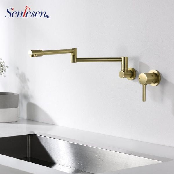 

senlesen basin faucet bathroom super long pipe two holes rose gold sink tap 360 rotating faucets