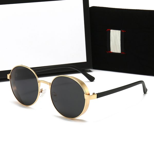 

2021 fashion designer round sunglasses for men retro shield cool i women glasses uv400 with box, White;black