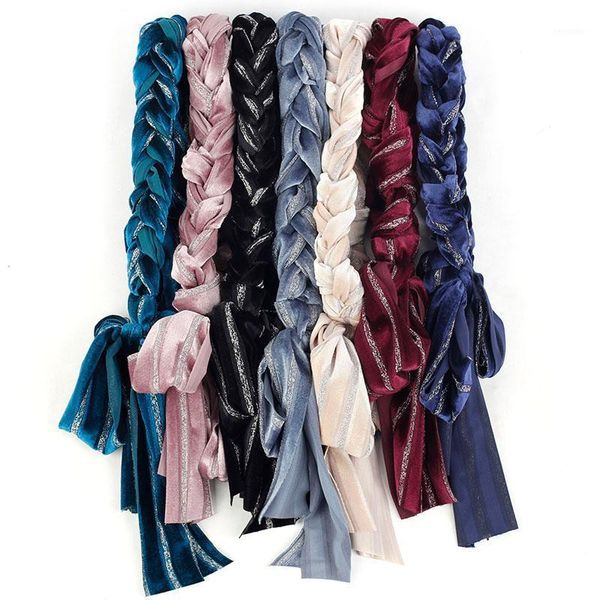 

geebro woman soft velvet braid bands headbands bohemia stretch casual hair accessories for ladies party turban1