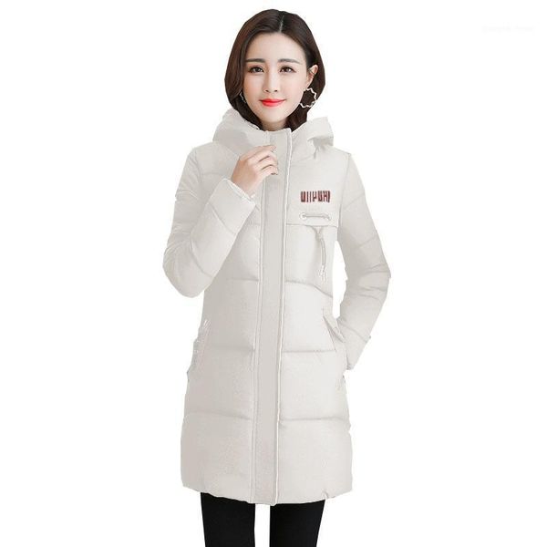 

plus size down padded jacket lady outerwear mid-length fashion warm hooded parka overcoat women 2021 winter female women's & parkas, Black