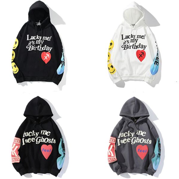 

2021 new kanye graffiti letter printing plush thickened men's and women's hoodie_good, Black
