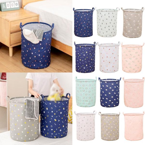 

large folding laundry basket dirty clothes kids toys storage home organizer barrel bucket with handles& baskets