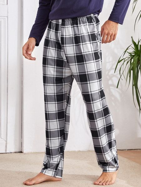 

men plaid pajama pants d8fm#, Black;brown