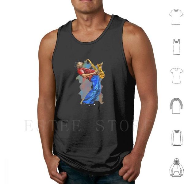 

men' tank saksofonist vest cotton sibosssr saksofon saksophon musician music musikk jazz musical instrument de, White;black